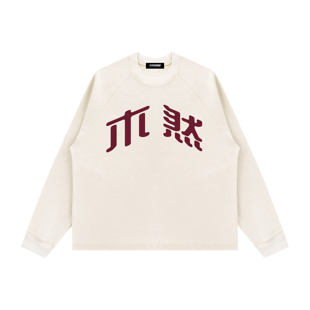 MURAN Waffle Knit Long Sleeve T-shirt Apricot