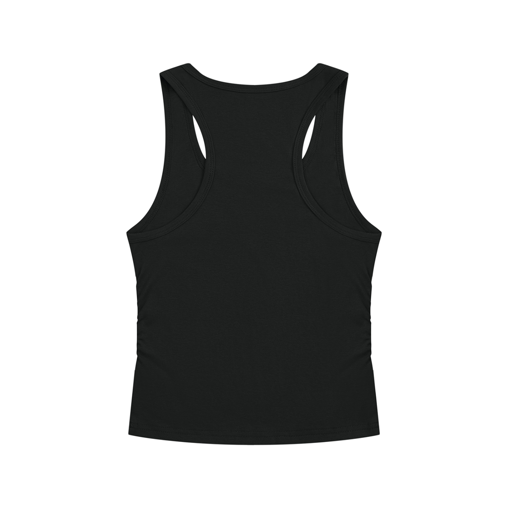 MURAN Ruched Tank Top Black
