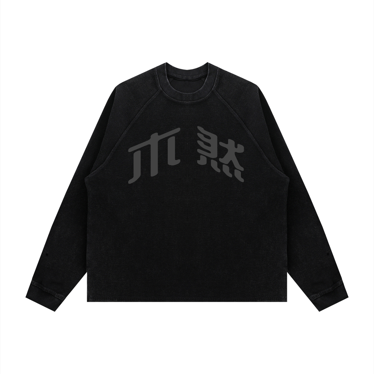 MURAN Waffle Knit Long Sleeve T-shirt Black