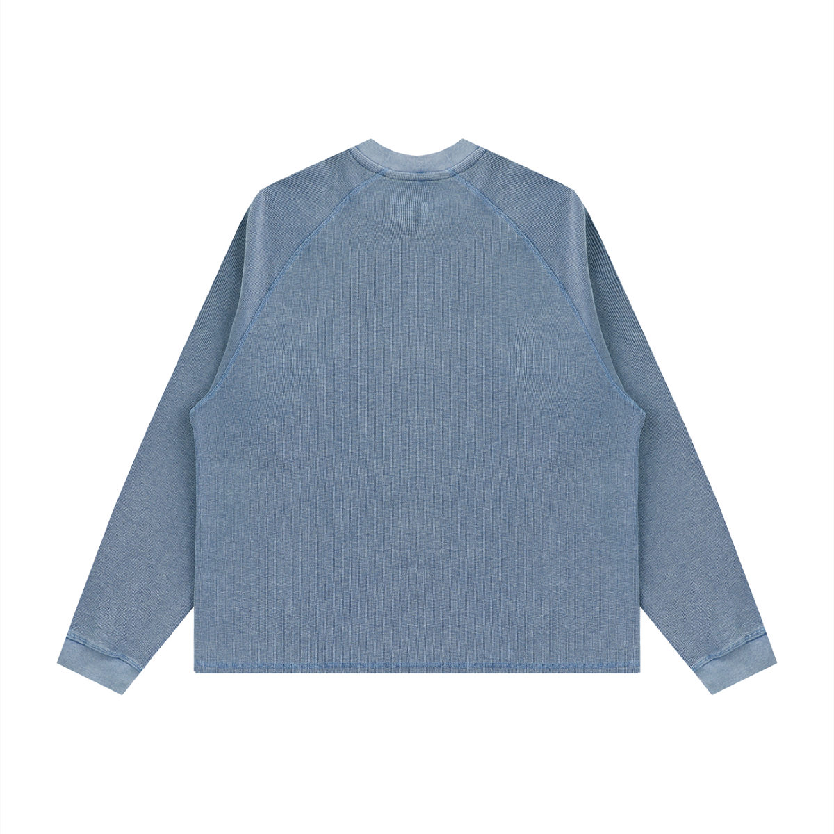MURAN Waffle Knit Long Sleeve T-shirt Blue