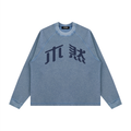 MURAN Waffle Knit Long Sleeve T-shirt Blue
