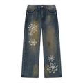 FLOWERS Vintage Wash Wide Leg Jeans