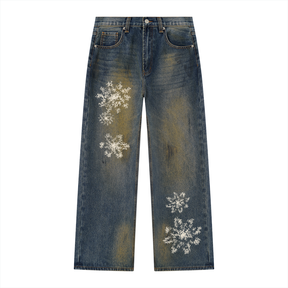 FLOWERS Vintage Wash Wide Leg Jeans