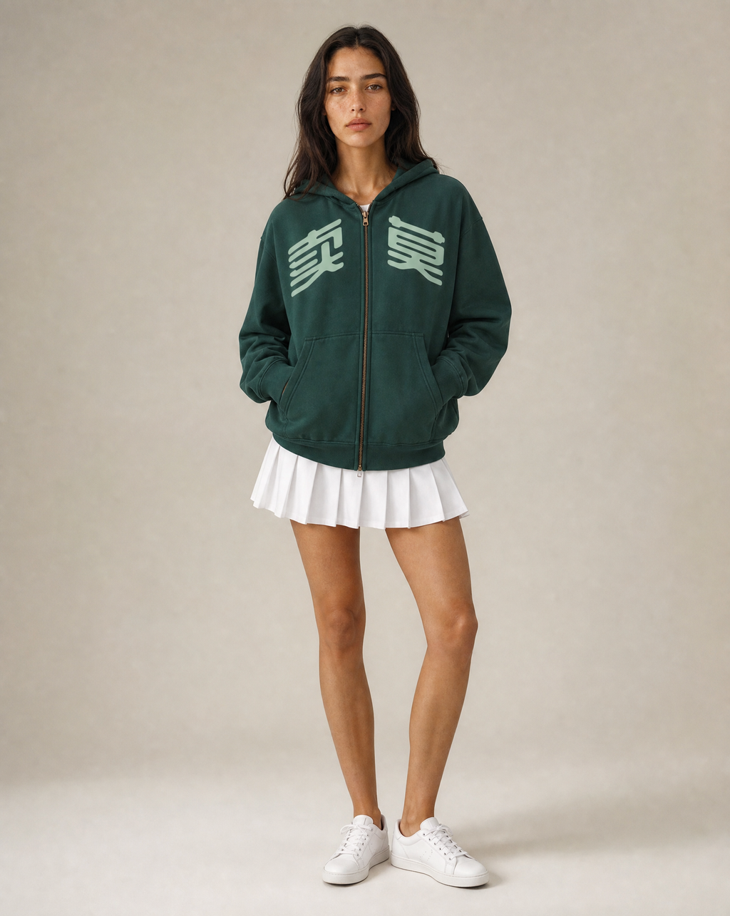MURAN Boxy Zip-Up Hoodie Grey