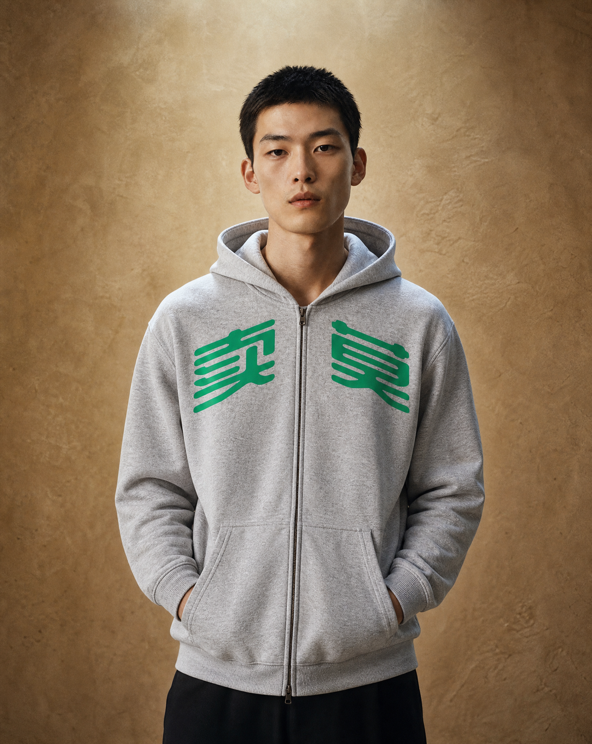 MURAN Boxy Zip-Up Hoodie Grey