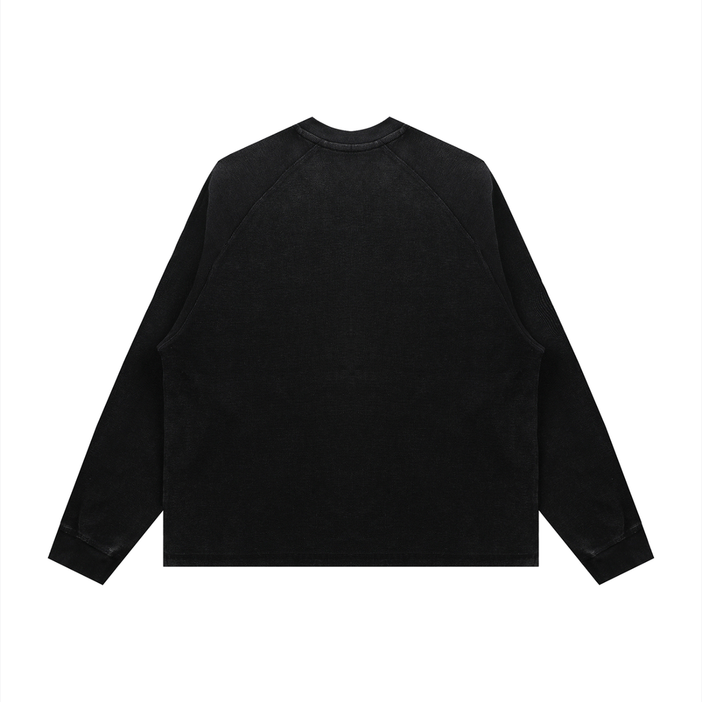 MURAN Waffle Knit Long Sleeve T-shirt Black