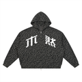 LEOPARD Waffle Knit Hoodie Dark Grey