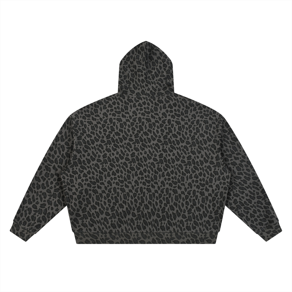 LEOPARD Waffle Knit Hoodie Dark Grey