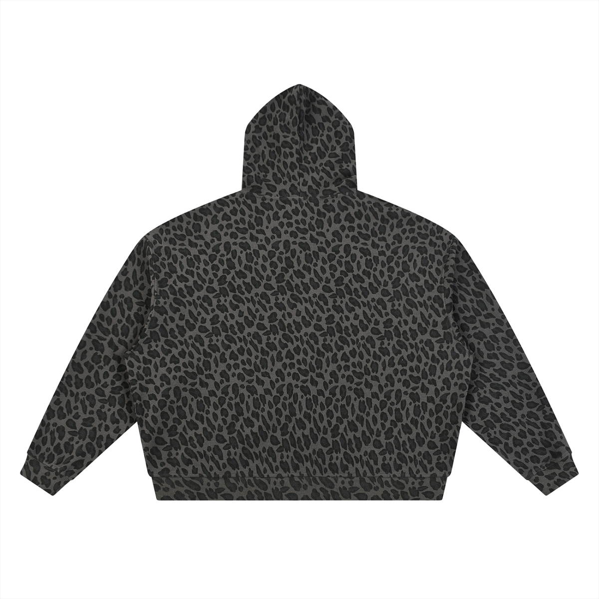 LEOPARD Waffle Knit Hoodie Dark Grey