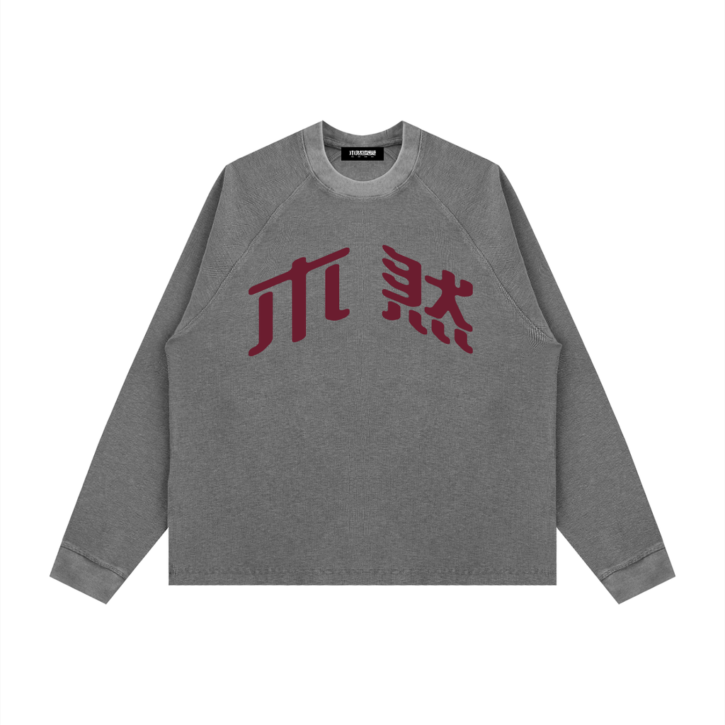 MURAN Waffle Knit Long Sleeve T-shirt Grey