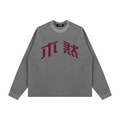 MURAN Waffle Knit Long Sleeve T-shirt Grey