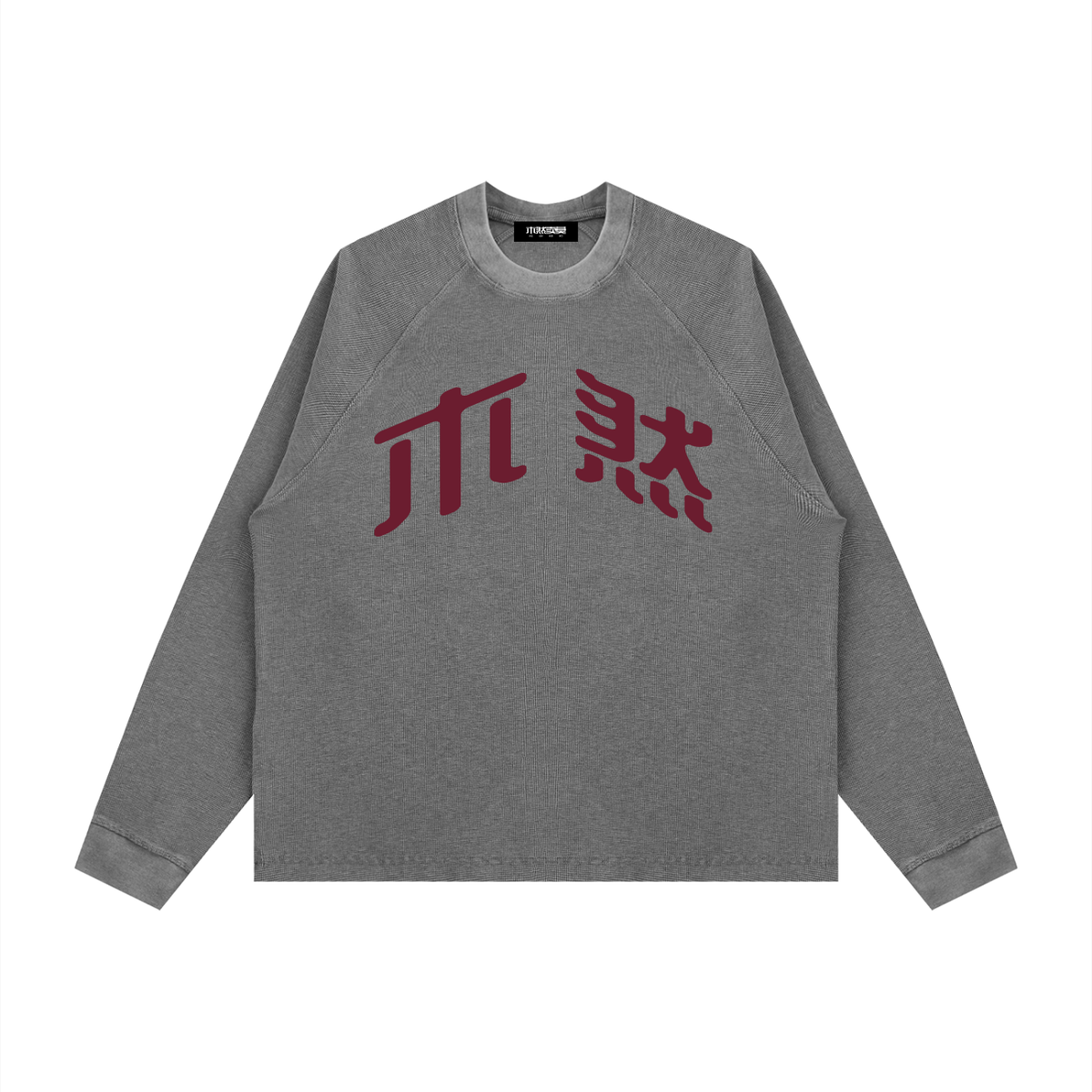 MURAN Waffle Knit Long Sleeve T-shirt Grey