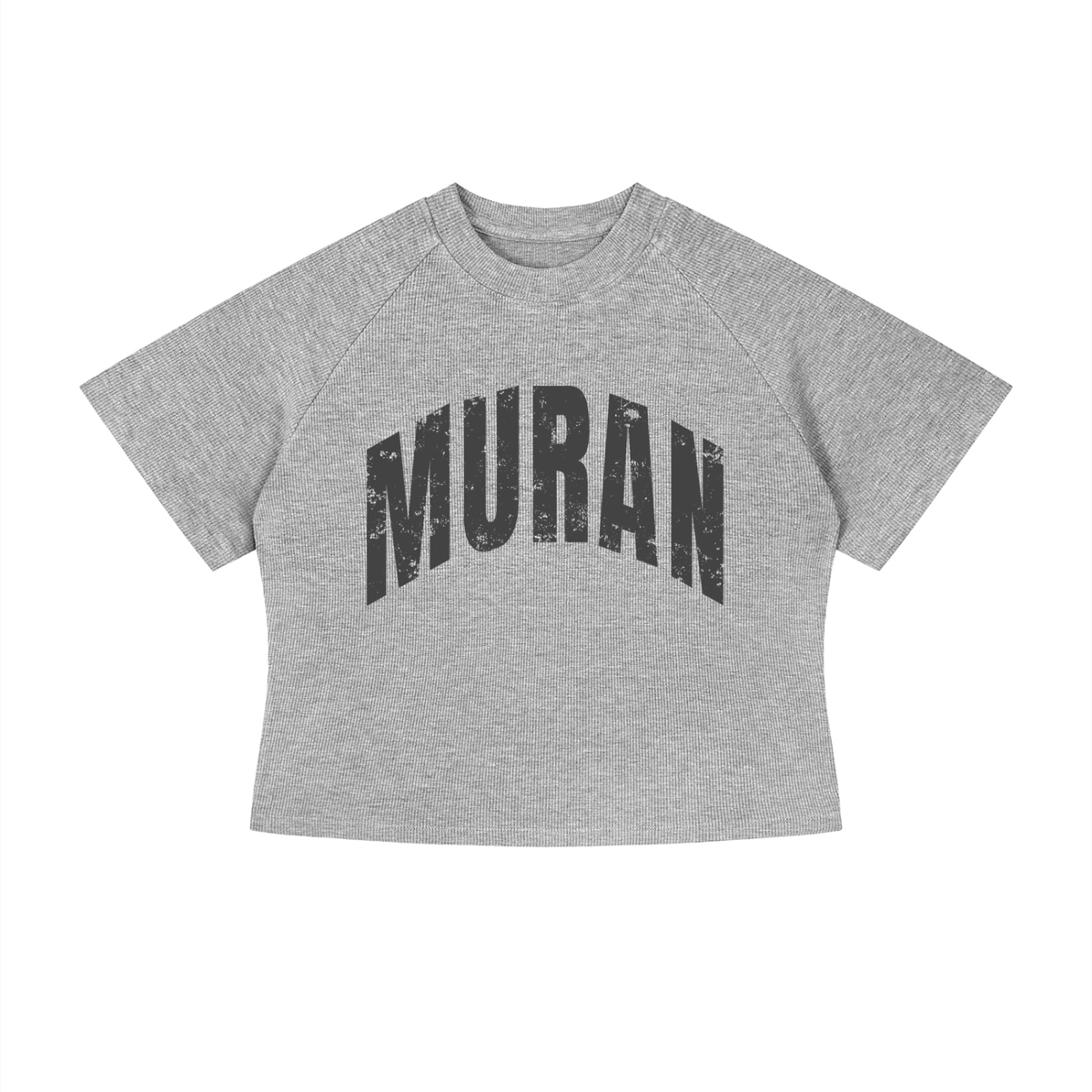MURAN Logo Crop T-Shirt Grey